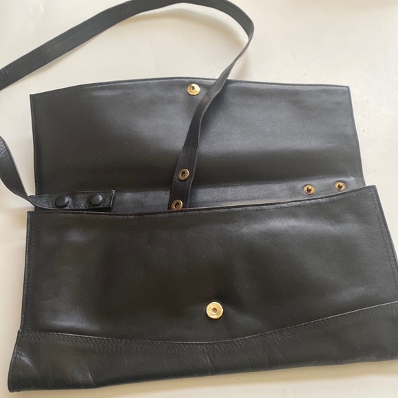 Tano Vintage Black Leather Clutch Envelope Style Bag - Picture 15 of 16